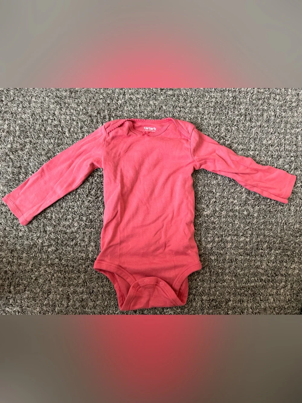 18M Carter's Coral Pink Long Sleeve Baby Bodysuit